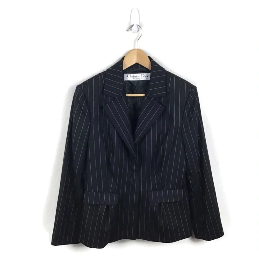 CHRISTIAN DIOR Boutique Galliano Era Pinstripe Wool Blazer Jacket FR44 US12